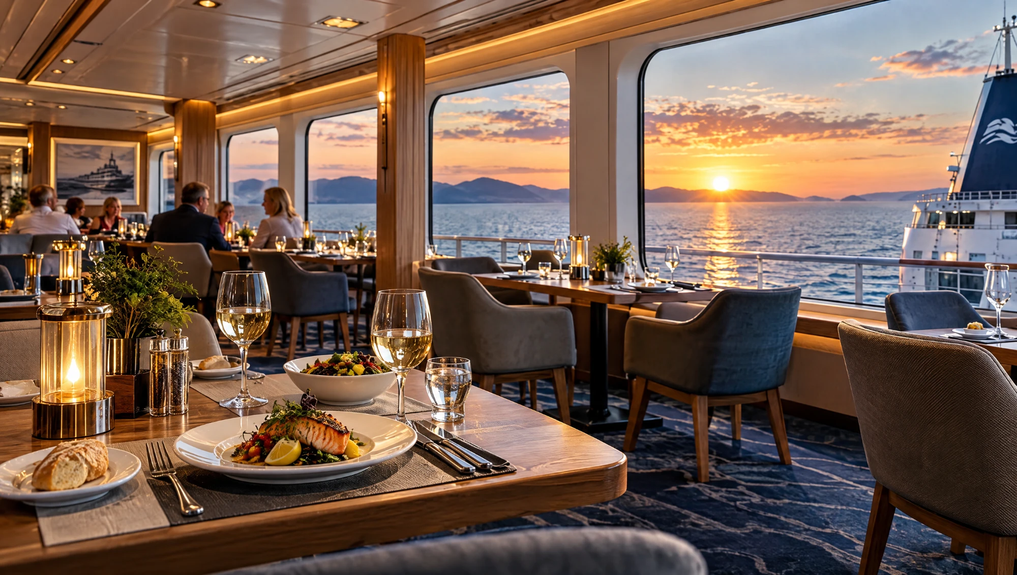 Lounge and café on board a ferry