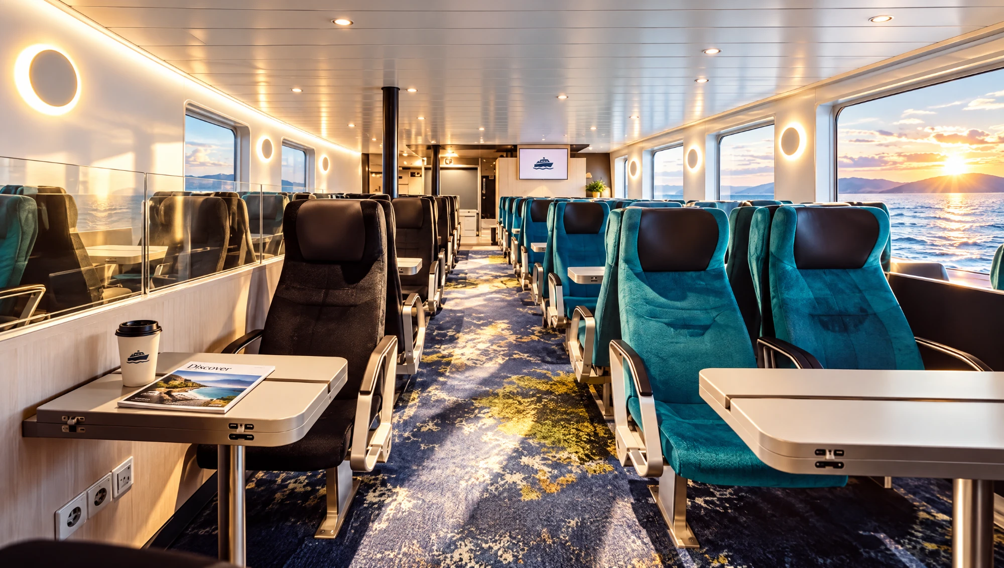 Economy seat · Deck · Business lounge · Cabin